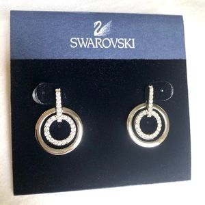 Swarovski Double Circle Rhodium Pave Earrings